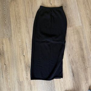 Vintage St. John Black Asymmetrical Slit Knit Midi Pencil Skirt - 2